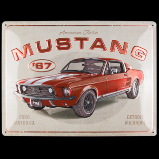 Plechová cedule  Ford Mustang GT 1967 Red - Metallic Edition 30 cm x 40 cm