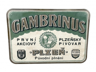 Plechová cedule Gambrinus pivovar 3D 23 cm x 32,2 cm