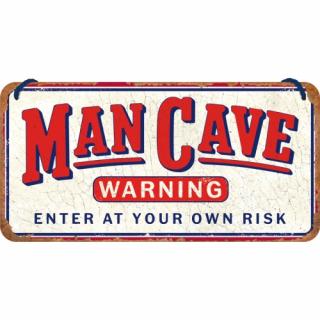 Plechová cedule Man cave warning 10 x 20 cm