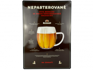 Plechová cedule Nepasterované pivo Bernard 50 cm x 35 cm