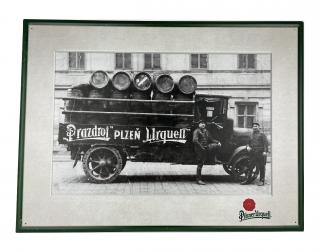 Plechová cedule Pilsner Urquell Kamion se sudy 59x49 cm