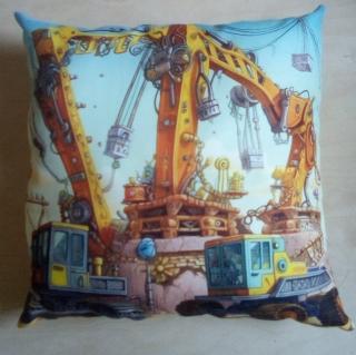 Dekorační polštářek 28x28 cm - stavební stroje 1
