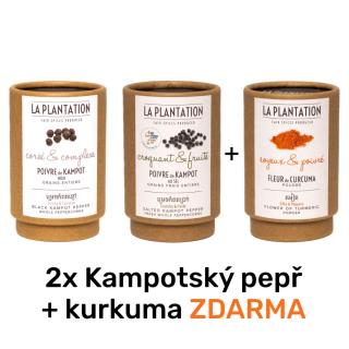 Kampotský pepř černý a fermentovaný 50g tubus + kurkuma ZDARMA