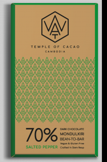 WAT Chocolate čokoláda z Kambodže 70% Kampot Pepper 70g