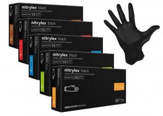 Mercator Nitrylex BLACK - černé jednorázové nitrilové rukavice Velikost: L