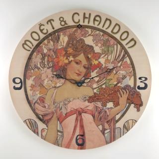 Dřevěné hodiny Alfons Mucha - průměr 40 cm Průměr (cm): 30 cm