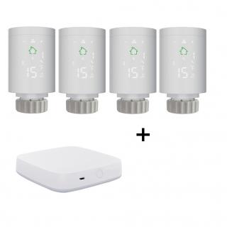 Wifi Termostatická Hlavice Designo - set 4 ks a brána Zigbee rozbaleno