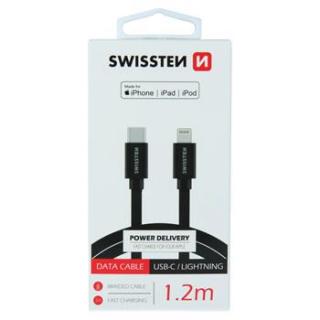 DATOVÝ KABEL SWISSTEN TEXTILE USB-C / LIGHTNING MFi 1,2 M ČERNÝ