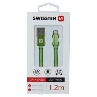 DATOVÝ KABEL SWISSTEN TEXTILE USB / LIGHTNING 1,2 M ZELENÝ