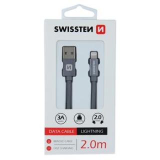 DATOVÝ KABEL SWISSTEN TEXTILE USB / LIGHTNING 2,0 M ŠEDÝ