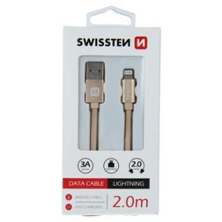 DATOVÝ KABEL SWISSTEN TEXTILE USB / LIGHTNING 2,0 M ZLATÝ