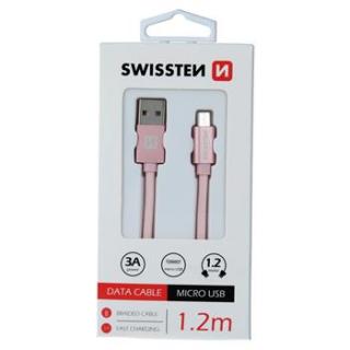 DATOVÝ KABEL SWISSTEN TEXTILE USB / MICRO USB 1,2 M RŮŽOVO/ZLATÝ