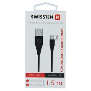 DATOVÝ KABEL SWISSTEN USB / MICRO USB 1,5 M ČERNÝ (9mm)