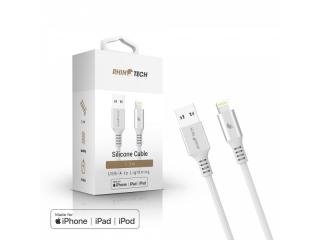 RhinoTech LITE MFi kabel s nylonovým opletem USB-A na Lightning 1.2m stříbrná