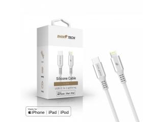 RhinoTech LITE MFi kabel s nylonovým opletem USB-C na Lightning 1.2m stříbrná