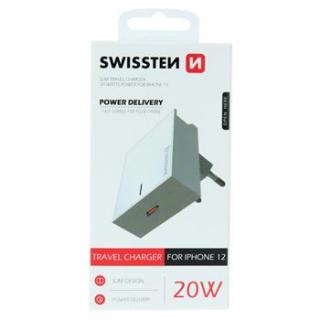 SWISSTEN SÍŤOVÝ ADAPTÉR POWER DELIVERY 20W FOR IPHONE 12 BÍLÝ