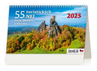 Stolní kalendář 55 turistických nej Čech, Moravy a Slezska 2025 226x139(30) mm