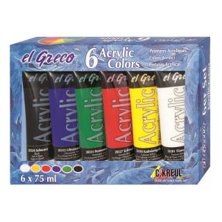 Akrylové krémové barvy El Greco 6 x 75 ml (Akrylové krémové barvy El Greco 6 x 75 ml)