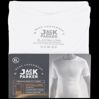 Extra dlouhé tričko Jack Parker bílé (Pohodlné pánské bílé basic tričko přiléhavého střihu s krátkými rukávy.)