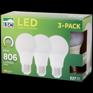 LED žárovky LSC 3 kusy (LED žárovky LSC 3 kusy, 8,5 wattu, 810 lumenů)