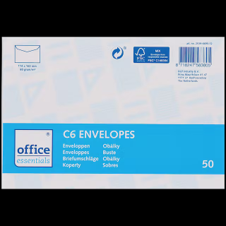 Obálky Office Essentials C6 (Obálky Office Essentials C6 50ks)