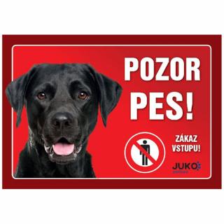 Plastová cedulka Pozor pes - Labrador černý (Plastová cedulka Pozor pes - Labrador černý)