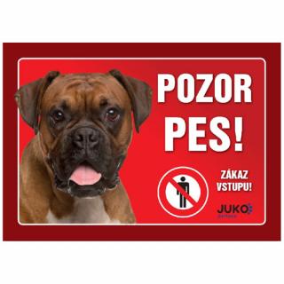 Plastová cedulka Pozor pes - Německý Boxer (Plastová cedulka Pozor pes - Německý Boxer)