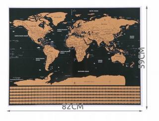 Velká Stírací mapa světa s vlajkami Deluxe 82 x 59 cm s příslušenstvím černá (Velká Stírací mapa světa s vlajkami Deluxe 82 x 59 cm s příslušenstvím černá)