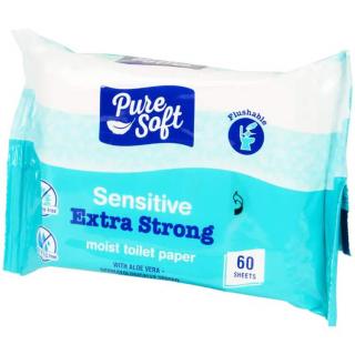 Vlhčený toaletní papír Sensitive (Vlhčený toaletní papír Sensitive Pure Soft Bio-flush - 60 ks)