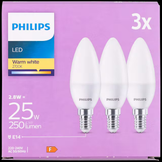 Žárovka ve tvaru svíčky Philips (Žárovka ve tvaru svíčky Philips 3,2 wattů, 250 lumenů)