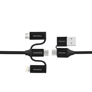 PROMATE PentaPower Hybridní multikonektorový kabel 6 v 1 pro nabíjení a přenos dat