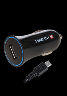 SWISSTEN autonabíječka USB, 1A + kabel micro USB