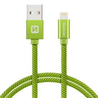 SWISSTEN datový kabel USB/Lightning, textilní oplet, 0,2 m Barva kabelu: Zelená