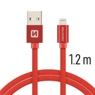 SWISSTEN datový kabel USB/Lightning, textilní oplet, 1,2 m Barva kabelu: Červená