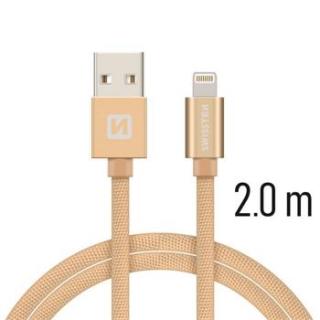 SWISSTEN datový kabel USB/Lightning, textilní oplet, 2 m Barva kabelu: Zlatá