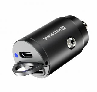 SWISSTEN nano autonabíječka Power Delivery, 2x USB-C, 45 W, černá