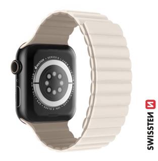 SWISSTEN řemínek pro Apple Watch silikonový, magnetický, 38 / 40 / 41 mm Barva: bílá/cappuccino