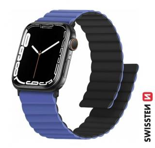 SWISSTEN řemínek pro Apple Watch silikonový, magnetický, 38 / 40 / 41 mm Barva: modro/černá