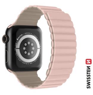 SWISSTEN řemínek pro Apple Watch silikonový, magnetický, 38 / 40 / 41 mm Barva: růžovo/cappuccino