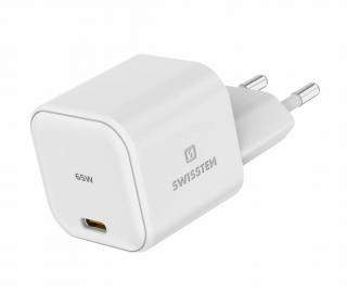 SWISSTEN síťová nabíječka GaN, USB-C, Power Delivery, 65 W, bílá