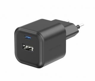 SWISSTEN Síťový adaptér 12W 1x USB-C  a 1x USB-A Barva: Černá