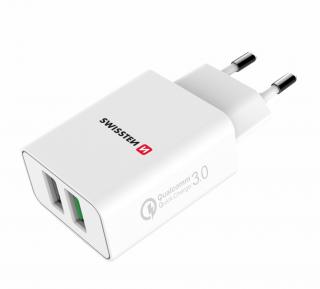 SWISSTEN síťový adaptér 2xUSB QC 3.0, 23 W (EKO BALENÍ) Barva: Bílá