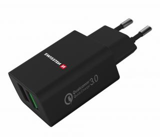 SWISSTEN síťový adaptér 2xUSB QC 3.0, 23 W (EKO BALENÍ) Barva: Černá