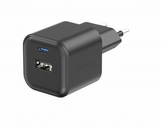 SWISSTEN Síťový adaptér GaN 1x USB-C 35W PD a 1x USB-A 27W QC Barva: Černá