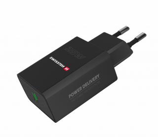 SWISSTEN síťový adaptér Power Delivery 25 W pro iPhone a Samsung Barva: Černá