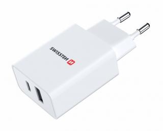 SWISSTEN síťový adaptér power delivery 30W 1x USB-C + 1x USB