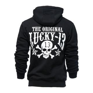 LUCKY 13 SKULL STARS ZIP HOODIE BLACK Velikost: XL