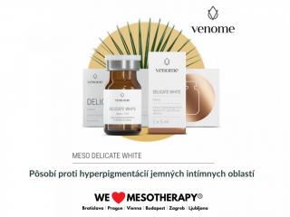 Venome Meso DELICATE WHITE 5x5ml - Působí proti hyperpigmentaci v obzvlášť jemných intimních zónách, jedinečná sada účinných látek