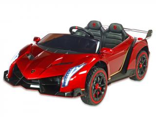 Dětské elektrické auto Lamborghini Veneno, 4x4, dvoumístné, vínová metalíza