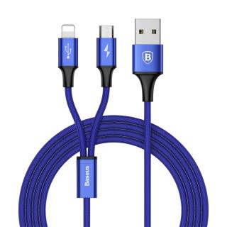 Baseus multifunkční kabel 2in1 Micro + Lightning 3A / délka 1.2M / Blue / CAML-SU13